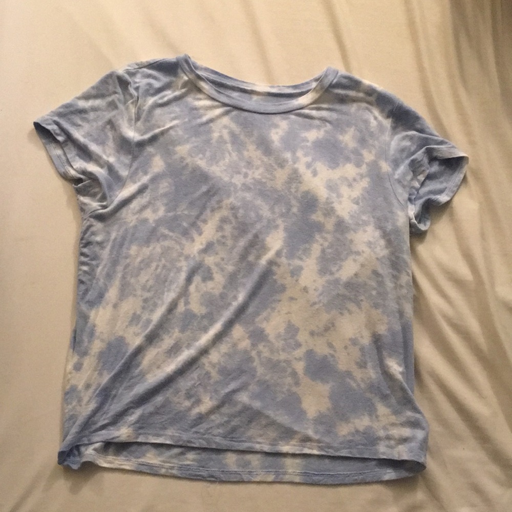 Hollister Blue and White Tie-Dye Tee Shirt